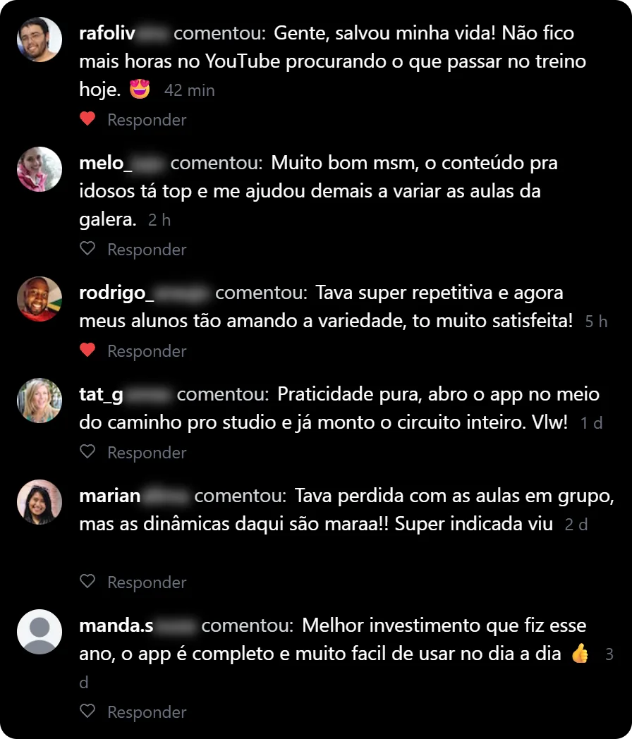 Depoimentos do Instagram